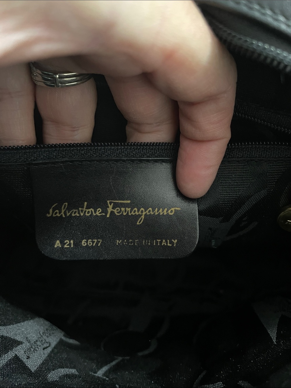 Vintage Salvatore Ferragamo Black Crossbody Bag with Gold Logo Accent - Picture 2 of 10